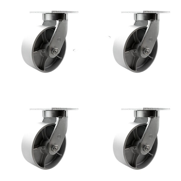Service Caster 8'' Heavy Duty Semi Steel Cast Iron Caster Set with Swivel Locks , 4PK CRAN-SCC-KP92S830-SSR-BSL-4 - main